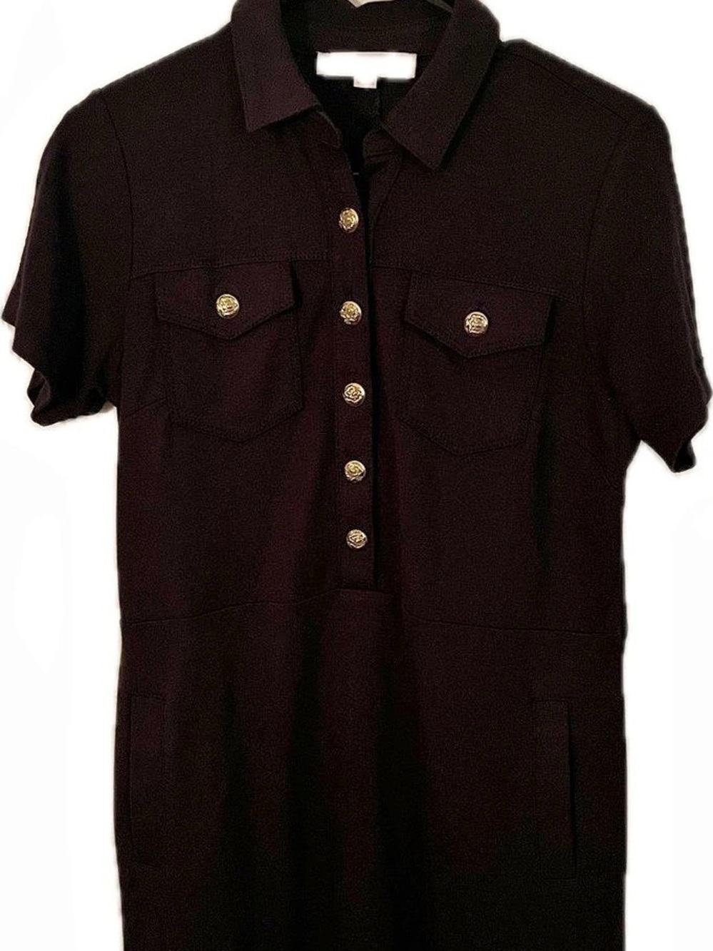 LOFT Black l Shirt Dress with Gold Buttons in Black Size 4P